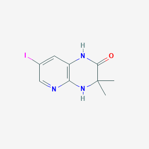 molecular formula C9H10IN3O B8728801 7-Iodo-3,3-dimethyl-3,4-dihydropyrido[2,3-b]pyrazin-2(1H)-one 