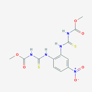molecular formula C12H13N5O6S2 B8728808 Methyl [2-({[(methoxycarbonyl)amino]carbothioyl}amino)-4-nitroanilino]carbothioylcarbamate CAS No. 35198-73-3