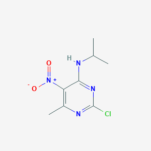 molecular formula C8H11ClN4O2 B8728836 2-Chloro-4-isopropylamino-5-nitro-6-methylpyrimidine 
