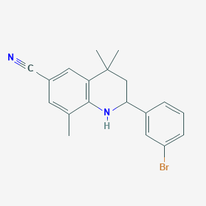 molecular formula C19H19BrN2 B8728981 2-(3-Bromophenyl)-4,4,8-trimethyl-1,2,3,4-tetrahydroquinoline-6-carbonitrile 