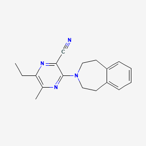 molecular formula C18H20N4 B8728991 2-Pyrazinecarbonitrile, 6-ethyl-5-methyl-3-(1,2,4,5-tetrahydro-3H-3-benzazepin-3-yl)- 