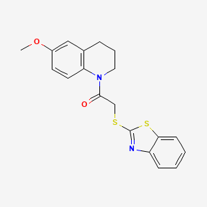 molecular formula C19H18N2O2S2 B8729066 2-(Benzo[d]thiazol-2-ylthio)-1-(6-methoxy-3,4-dihydroquinolin-1(2H)-yl)ethanone 