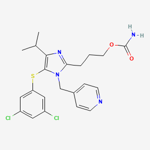 molecular formula C22H24Cl2N4O2S B8729318 1H-Imidazole-2-propanol, 5-((3,5-dichlorophenyl)thio)-4-(1-methylethyl)-1-(4-pyridinylmethyl)-, carbamate (ester) CAS No. 178980-45-5