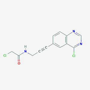 molecular formula C13H9Cl2N3O B8729353 2-Chloro-N-(3-(4-chloroquinazolin-6-yl)prop-2-yn-1-yl)acetamide CAS No. 287193-30-0