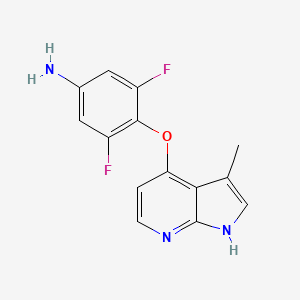 molecular formula C14H11F2N3O B8729494 Benzenamine, 3,5-difluoro-4-[(3-methyl-1H-pyrrolo[2,3-b]pyridin-4-yl)oxy]- 