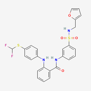 molecular formula C25H21F2N3O4S2 B8730541 2-[[4-[(difluoromethyl)thio]phenyl]amino]-N-[3-[[(2-furanylmethyl)amino]sulfonyl]phenyl]-benzamide 