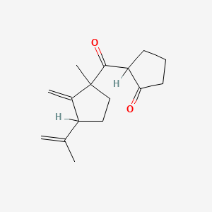 molecular formula C16H22O2 B8730607 2-[[3-Isopropenyl-1-methyl-2-methylenecyclopentyl]carbonyl]cyclopentan-1-one CAS No. 84642-56-8