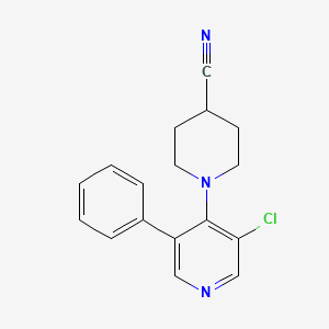 molecular formula C17H16ClN3 B8730730 1-(3-Chloro-5-phenylpyridin-4-yl)piperidine-4-carbonitrile 