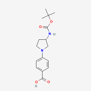 molecular formula C16H22N2O4 B8730741 4-(3-((tert-Butoxycarbonyl)amino)pyrrolidin-1-yl)benzoic acid 