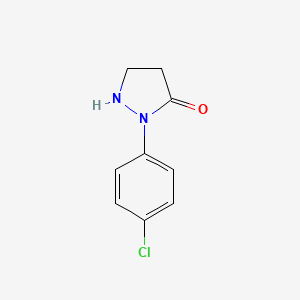 molecular formula C9H9ClN2O B8730769 2-(4-Chlorophenyl)pyrazolidin-3-one CAS No. 90061-89-5
