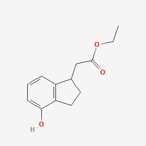 molecular formula C13H16O3 B8730794 ethyl 2-(4-hydroxy-2,3-dihydro-1H-inden-1-yl)acetate 