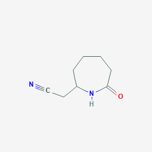 molecular formula C8H12N2O B8730843 2-(7-Oxoazepan-2-yl)acetonitrile 