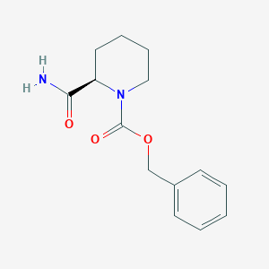 molecular formula C14H18N2O3 B8731133 (R)-2-(Aminocarbonyl)-1-piperidinecarboxylic acid phenylmethyl ester 