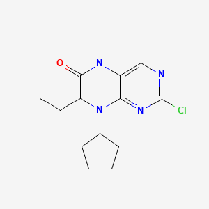 molecular formula C14H19ClN4O B8731150 2-chloro-8-cyclopentyl-7-ethyl-5-methyl-7H-pteridin-6-one 