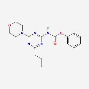 molecular formula C17H21N5O3 B8731466 Carbamic acid, (4-(4-morpholinyl)-6-propyl-1,3,5-triazin-2-yl)-, phenyl ester CAS No. 127374-99-6