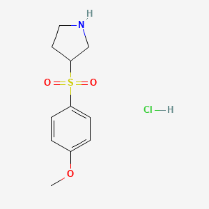 molecular formula C11H16ClNO3S B8731736 3-[(4-Methoxyphenyl)sulfonyl]pyrrolidine hydrochloride 