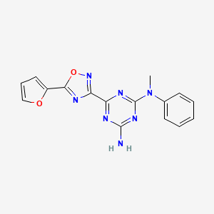 molecular formula C16H13N7O2 B8731760 6-(5-Furan-2-yl-[1,2,4]oxadiazol-3-yl)-N-methyl-N-phenyl-[1,3,5]triazine-2,4-diamine 