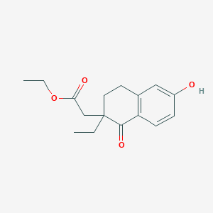 molecular formula C16H20O4 B8732018 Ethyl 2-(2-ethyl-6-hydroxy-1-oxo-1,2,3,4-tetrahydronaphthalen-2-yl)acetate 