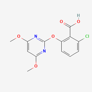 molecular formula C13H11ClN2O5 B8732372 2-Chloro-6-(4,6-dimethoxypyrimidin-2-yl)oxybenzoic acid CAS No. 113761-80-1