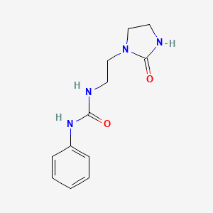 molecular formula C12H16N4O2 B8732624 Urea, N-(2-(2-oxo-1-imidazolidinyl)ethyl)-N'-phenyl- 