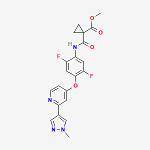 molecular formula C21H18F2N4O4 B8732932 Cyclopropanecarboxylic acid, 1-[[[2,5-difluoro-4-[[2-(1-methyl-1H-pyrazol-4-yl)-4-pyridinyl]oxy]phenyl]amino]carbonyl]-, methyl ester 