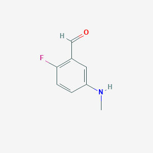 molecular formula C8H8FNO B8733037 2-Fluoro-5-(methylamino)benzaldehyde 