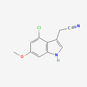 molecular formula C11H9ClN2O B8733048 1H-Indole-3-acetonitrile, 4-chloro-6-methoxy- CAS No. 110385-66-5