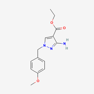 molecular formula C14H17N3O3 B8733066 ethyl 3-amino-1-(4-methoxybenzyl)-1H-pyrazole-4-carboxylate CAS No. 384835-91-0