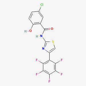 molecular formula C16H6ClF5N2O2S B8733189 5-Chloro-2-hydroxy-N-[4-(pentafluorophenyl)-1,3-thiazol-2-yl]benzamide CAS No. 634187-01-2