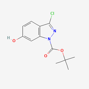 molecular formula C12H13ClN2O3 B8733341 Tert-butyl 3-chloro-6-hydroxyindazole-1-carboxylate 