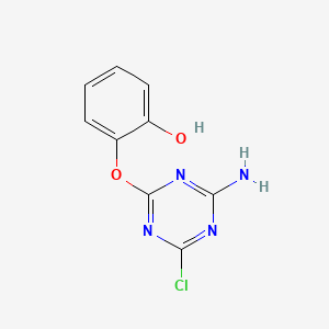 molecular formula C9H7ClN4O2 B8734285 2-((4-Amino-6-chloro-1,3,5-triazin-2-yl)oxy)phenol CAS No. 61909-29-3