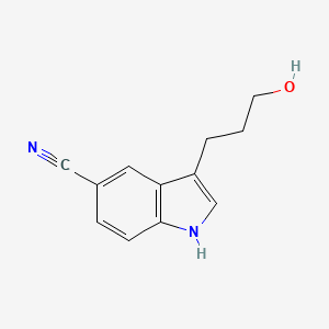 molecular formula C12H12N2O B8734328 3-(3-Hydroxypropyl)-1H-indole-5-carbonitrile CAS No. 151140-75-9