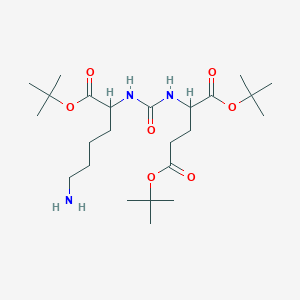 molecular formula C24H45N3O7 B8734404 2-[3-(5-Amino-1-tert-butoxycarbonyl-pentyl)-ureido]-pentanedioic acid di-tert-butyl ester 