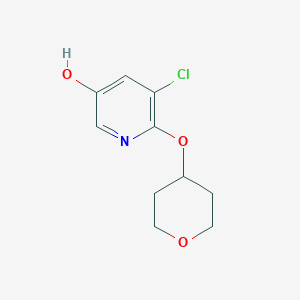 molecular formula C10H12ClNO3 B8734657 5-Chloro-6-((tetrahydro-2H-pyran-4-YL)oxy)pyridin-3-OL 
