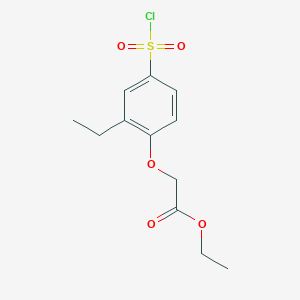 molecular formula C12H15ClO5S B8734747 Ethyl 2-(4-(chlorosulfonyl)-2-ethylphenoxy)acetate 