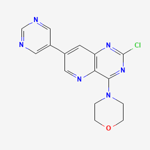 molecular formula C15H13ClN6O B8734898 2-Chloro-4-morpholin-4-yl-7-pyrimidin-5-yl-pyrido[3,2-d]pyrimidine 