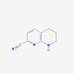 molecular formula C9H9N3 B8734993 5,6,7,8-Tetrahydro-1,8-naphthyridine-2-carbonitrile 