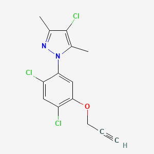 molecular formula C14H11Cl3N2O B8735253 4-Chloro-1-(2,4-dichloro-5-prop-2-ynoxyphenyl)-3,5-dimethylpyrazole CAS No. 106123-55-1
