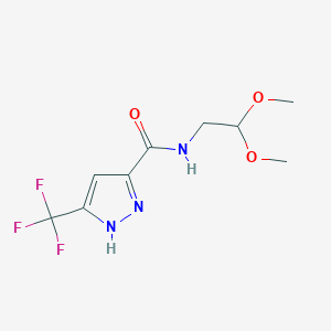 molecular formula C9H12F3N3O3 B8735430 3-(Trifluoromethyl)-N-(2,2-dimethoxyethyl)-1H-pyrazole-5-carboxamide 