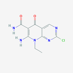 molecular formula C10H10ClN5O2 B8735481 7-Amino-2-chloro-8-ethyl-5-oxo-5,8-dihydropyrido[2,3-d]pyrimidine-6-carboxamide 