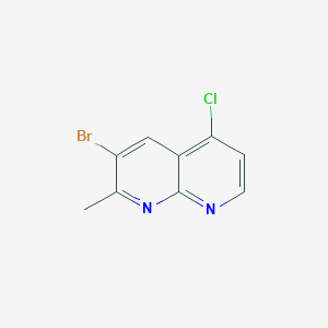 molecular formula C9H6BrClN2 B8735720 3-Bromo-5-chloro-2-methyl-1,8-naphthyridine 