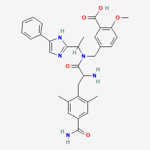 molecular formula C32H35N5O5 B8735793 5-({[2-Amino-3-(4-carbamoyl-2,6-dimethyl-phenyl)-propionyl]-[1-(4-phenyl-1H-imidazol-2-yl)-ethyl]-amino}-methyl)-2-methoxy-benzoic acid 