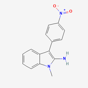 molecular formula C15H13N3O2 B8736293 1-Methyl-3-(4-nitrophenyl)-1H-indol-2-amine CAS No. 62693-68-9