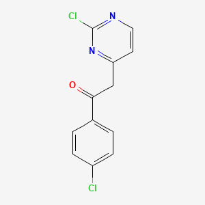 molecular formula C12H8Cl2N2O B8736443 Ethanone, 1-(4-chlorophenyl)-2-(2-chloro-4-pyrimidinyl)- CAS No. 646527-94-8