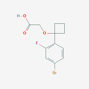 molecular formula C12H12BrFO3 B8736645 2-(1-(4-Bromo-2-fluorophenyl)cyclobutoxy)acetic acid 