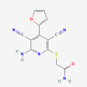 molecular formula C13H9N5O2S B8736918 2-{[6-Amino-3,5-dicyano-4-(furan-2-yl)pyridin-2-yl]sulfanyl}acetamide 