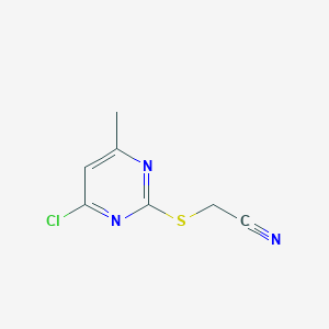 molecular formula C7H6ClN3S B8736920 Acetonitrile, [(4-chloro-6-methyl-2-pyrimidinyl)thio]- CAS No. 56605-40-4
