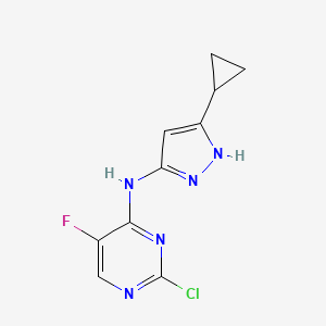 molecular formula C10H9ClFN5 B8736953 2-chloro-N-(3-cyclopropyl-1H-pyrazol-5-yl)-5-fluoropyrimidin-4-amine 