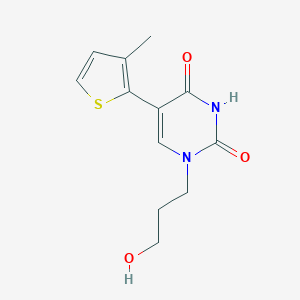 molecular formula C12H14N2O3S B8737087 1-(3-Hydroxypropyl)-5-(3-methylthiophen-2-yl)pyrimidine-2,4(1H,3H)-dione 