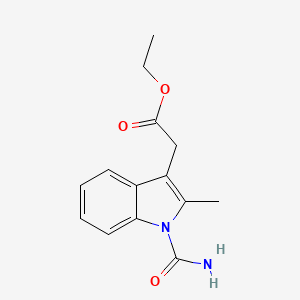 molecular formula C14H16N2O3 B8737180 (1-carbamoyl-2-methyl-1H-indol-3-yl)-acetic acid ethyl ester 